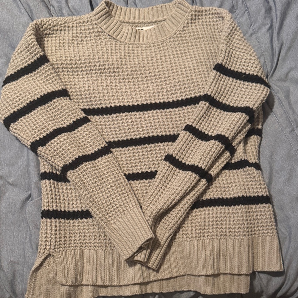 SO Beige and Black Striped Women's Sweater